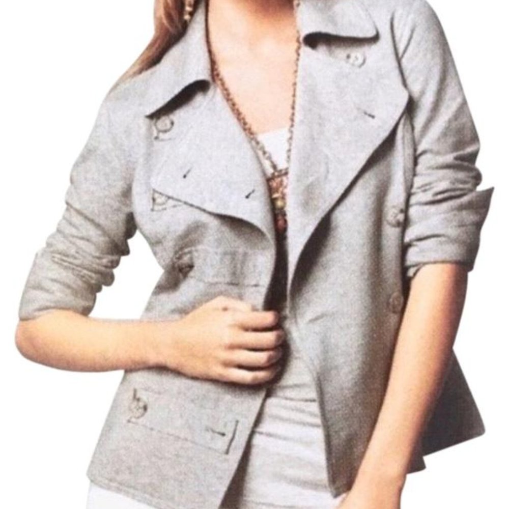 CAbi Gray Double Breasted Sweatshirt Jacket Sz SM